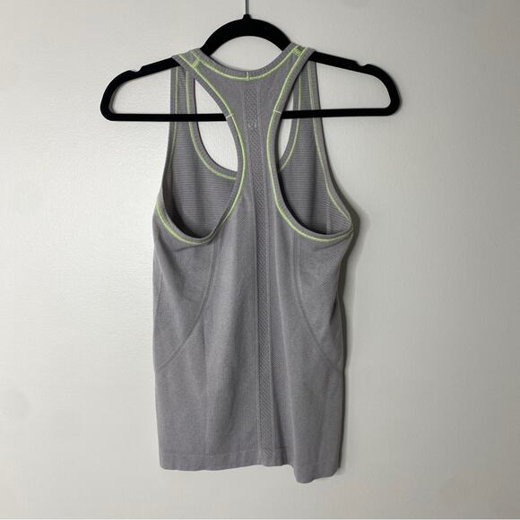 Lululemon Swiftly Tech Racerback Running Tank Top Gray Neon Yellow-Green Size 6 - Picture 3 of 8